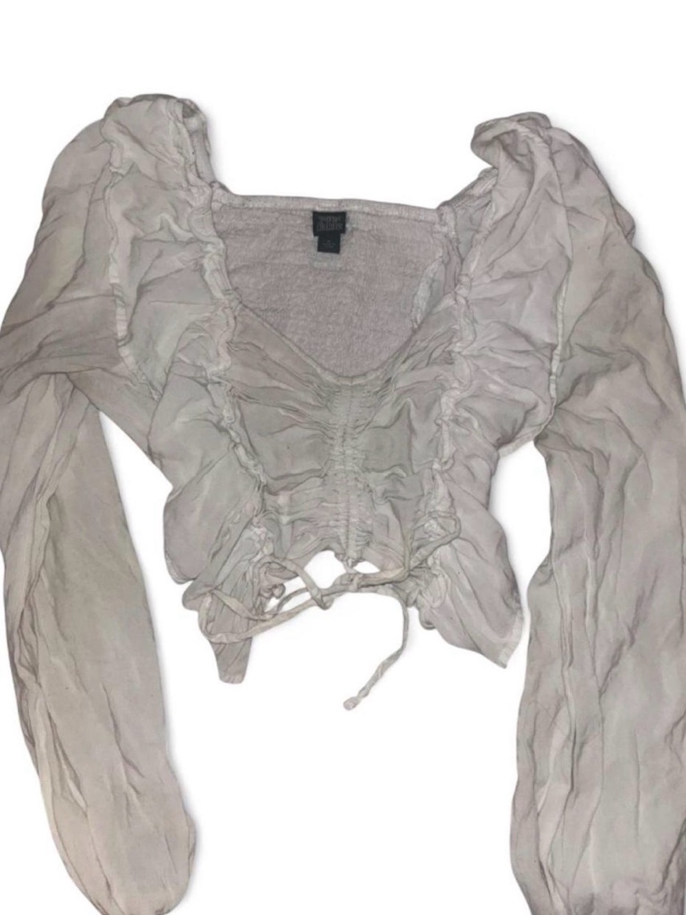 White Ruffled Drawstring Blouse